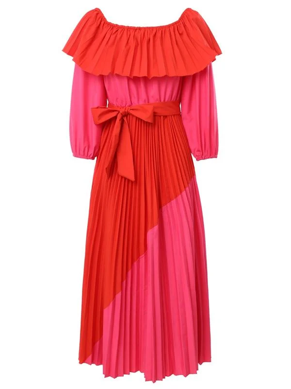 One-line neck strapless irregular dress