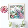 Diamond Painting-DIY Crystal Rhinestone Pink and White Peacock