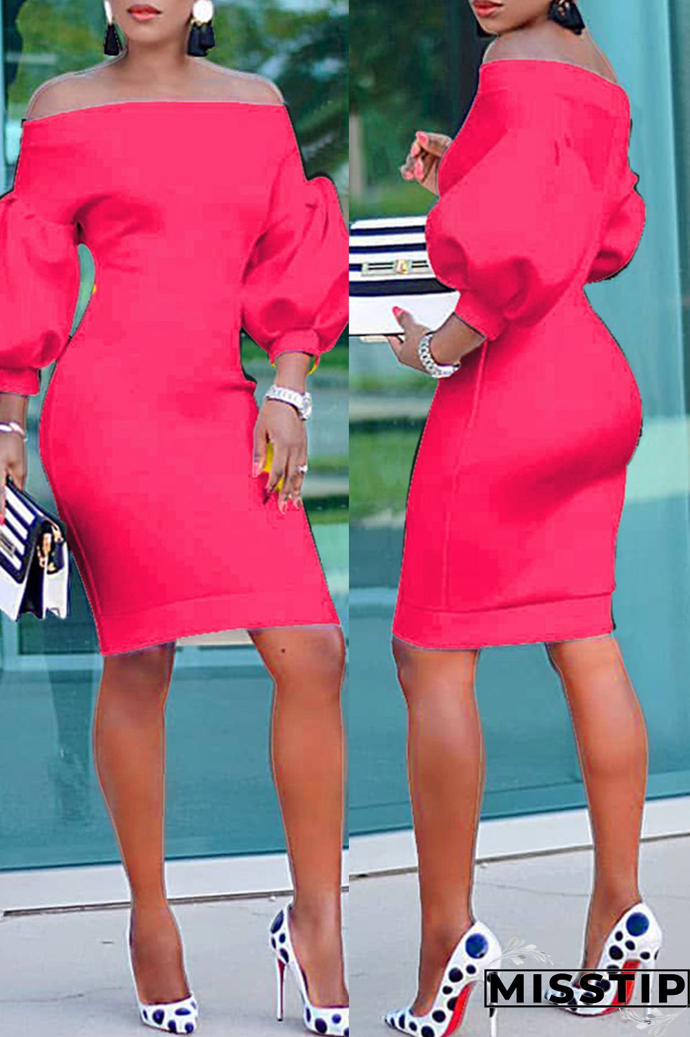 Black Fashion Casual Solid Backless Off the Shoulder Long Sleeve Dresses