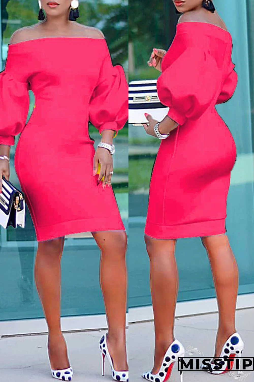 Black Fashion Casual Solid Backless Off the Shoulder Long Sleeve Dresses