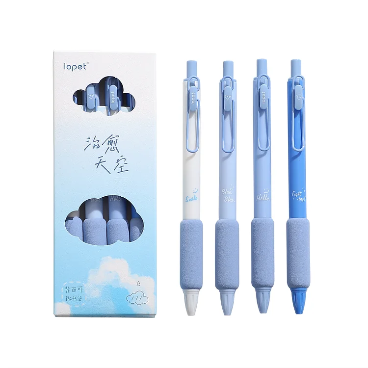 4Pcs/Set 0.5mm Retractable Gel Pens Student Writing Stationery Gel Ink Pen  New