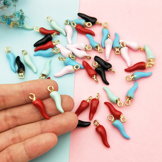 10pcs Enamel Chili Metal Charms Pendants Oil Drop Vegetable Pepper Charms For DIY Handmade Earring Jewelry Material Accessories