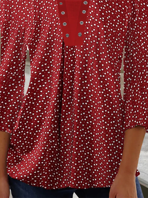 Women Half Sleeve V-neck Solid Color Dress