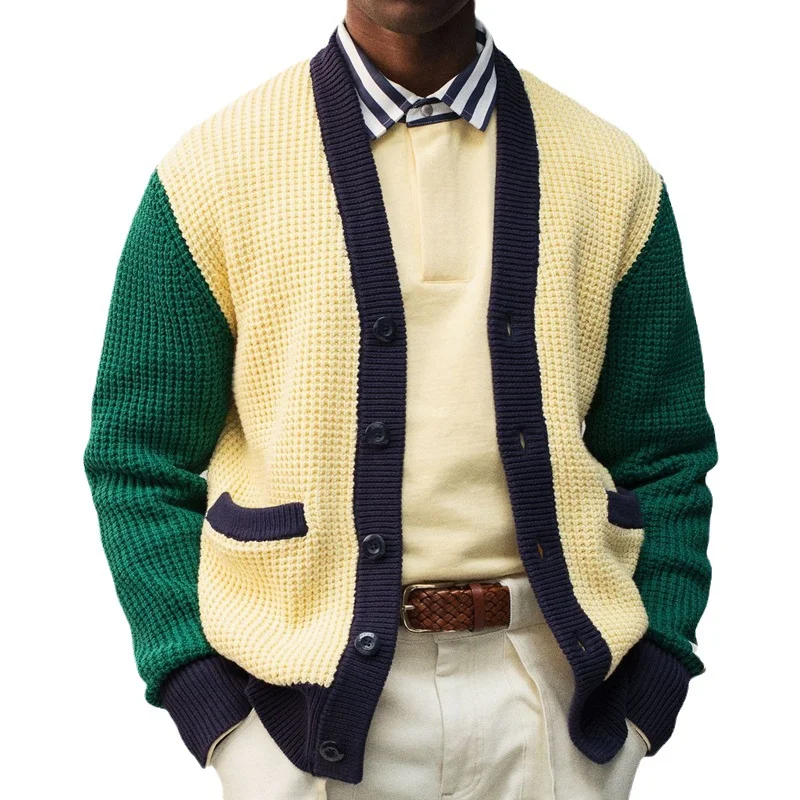 Uveng Uveng And Winter Young Men's Knitted Shirt Hot Hit-Colored Cardigan Sweater Coarse Knit Coat SY0193