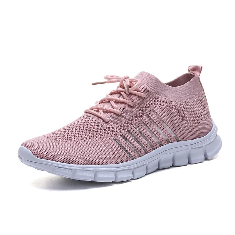 Women's Solid Color Shoelaces Round Toe Flat Heel Casual Sneakers