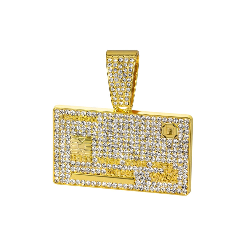 New Bank Card Pendant Alloy Full Diamond Cuban Necklace Hip Hop Hiphop Ornament