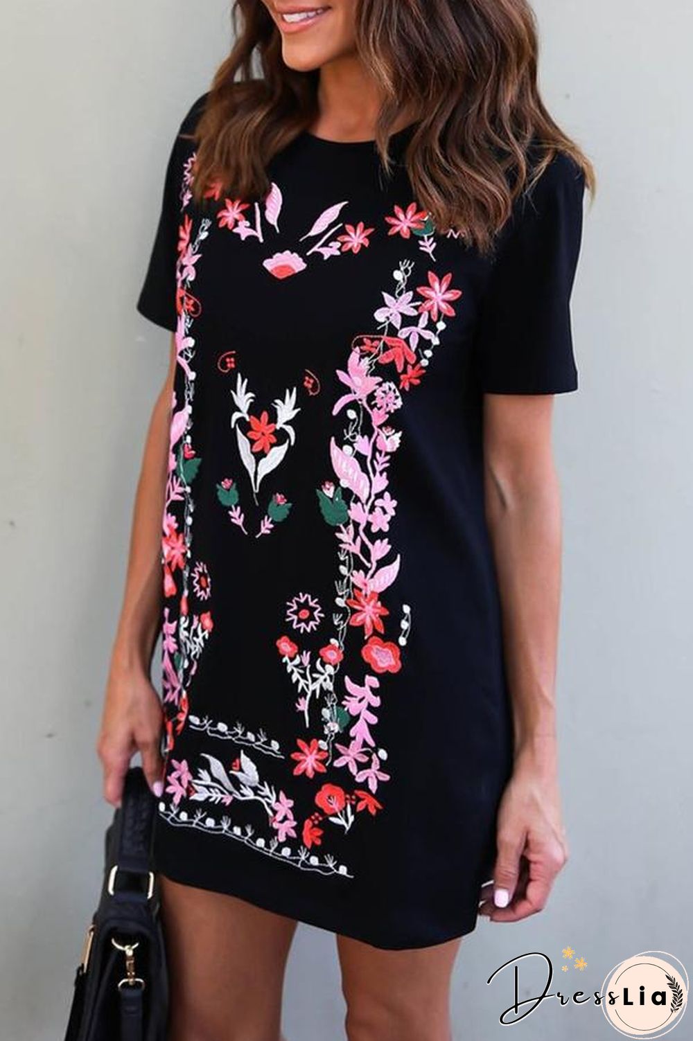 Nation Printed Short Sleeve Casual Dress