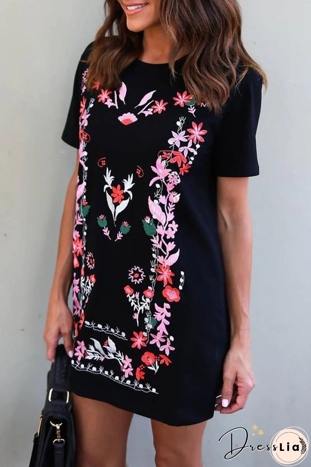 Nation Printed Short Sleeve Casual Dress