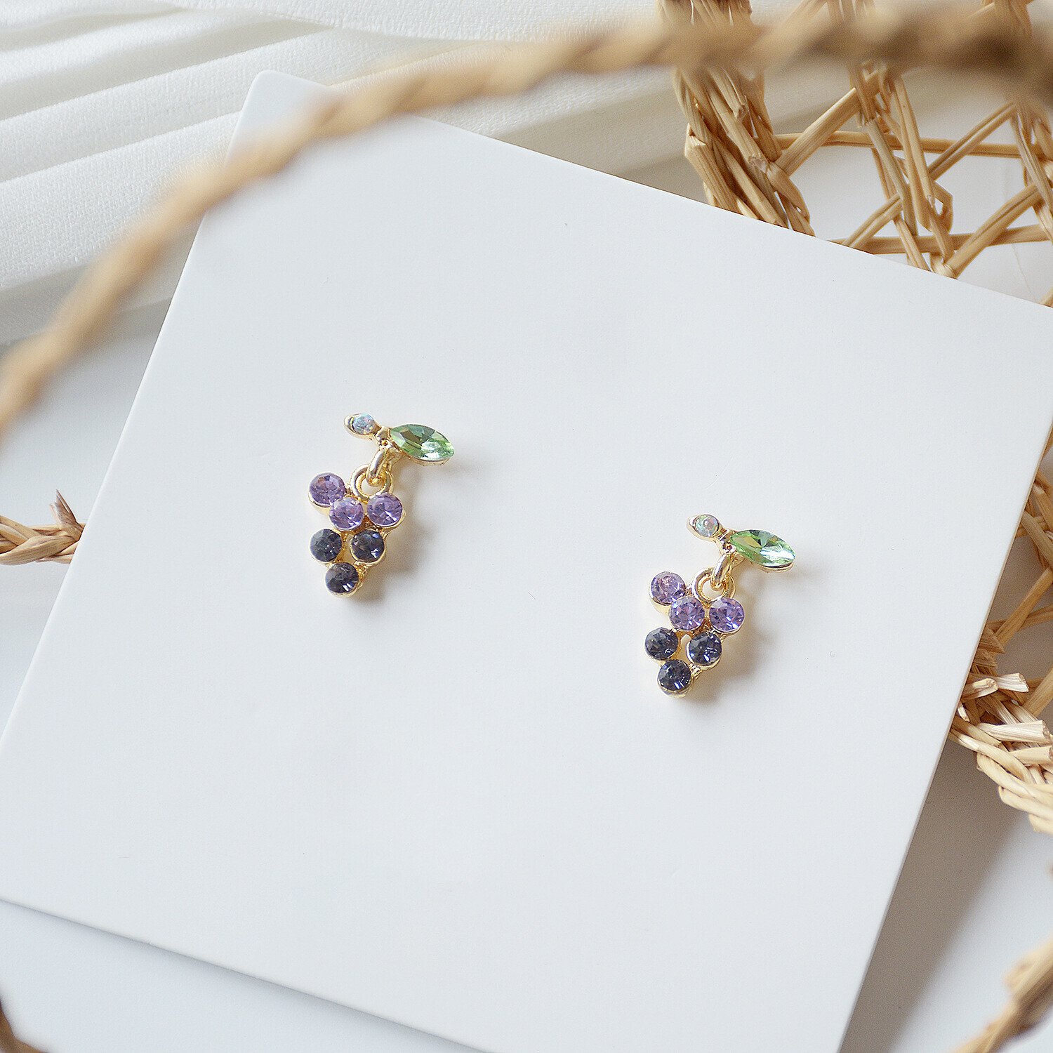 Purple grape stud earrings