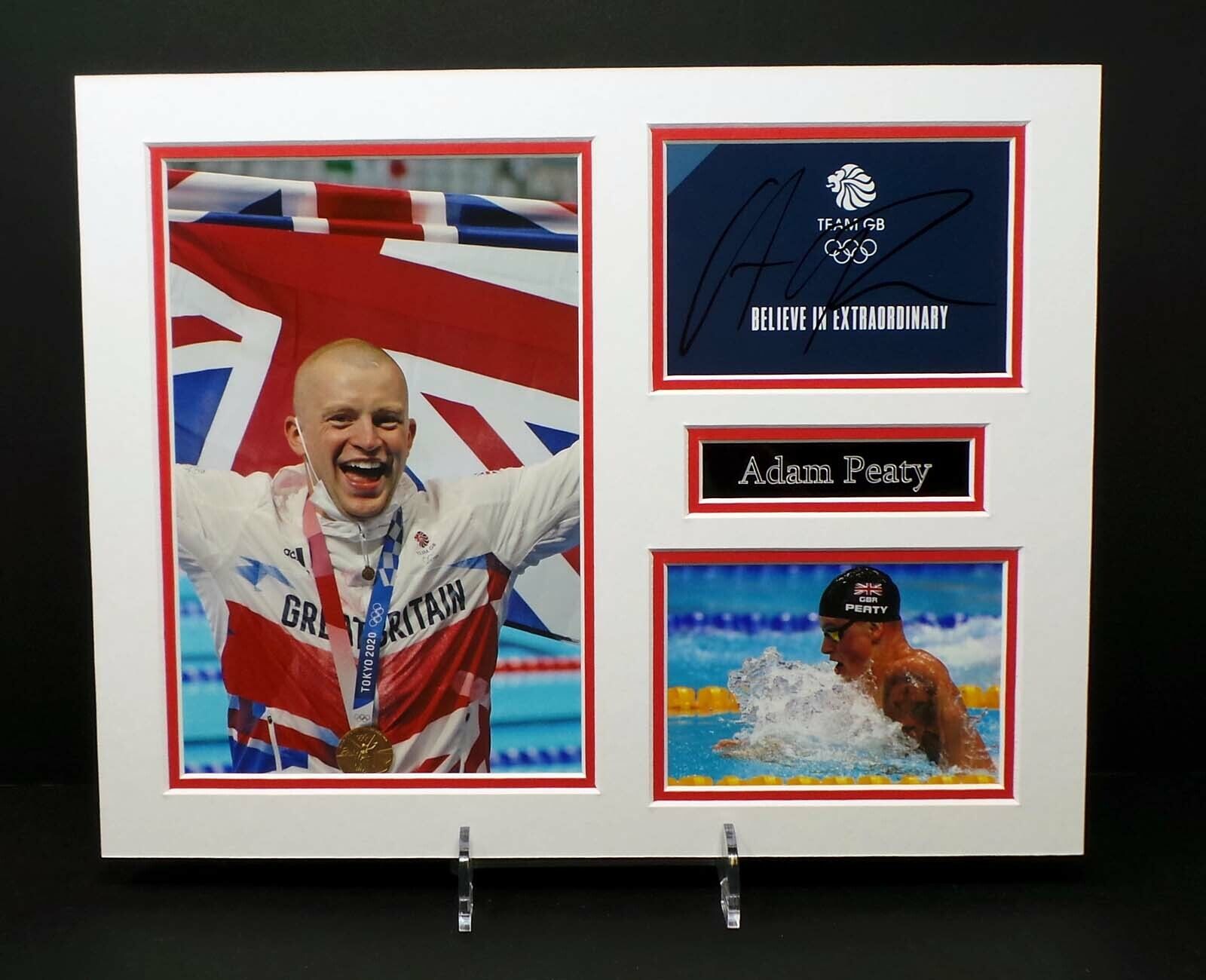 Adam PEATY 2020 Olympic Swimming Gold Medal Mounted Photo Poster painting Display 2 AFTAL RD COA