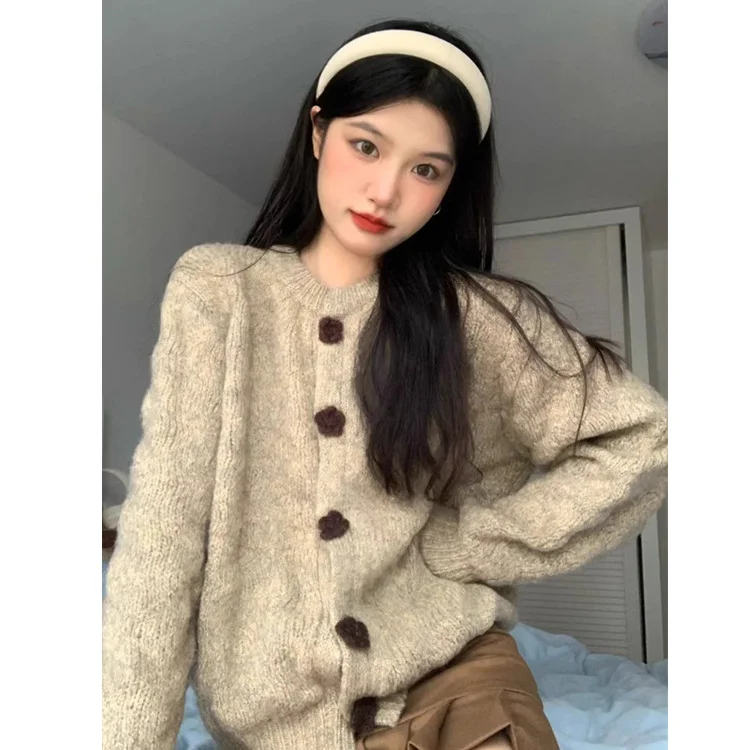 Athvotar Athvotar Lazy Wind Soft Glutinous Sweater Spring And Autumn Winter 2025 New High-End Blouse Knitted Thick Open-Shirt Coat Woman