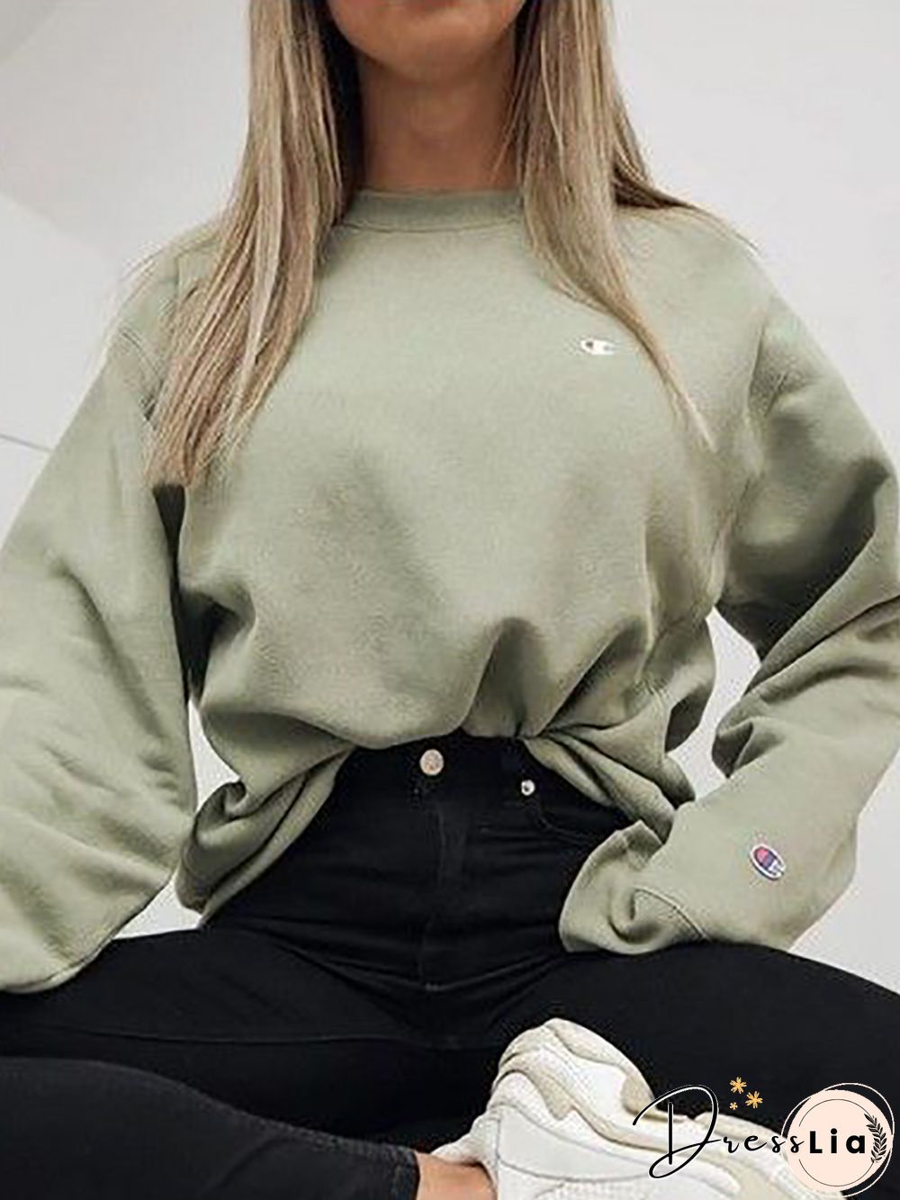 Women's Fashion Long Sleeve Pure Colour Sweater