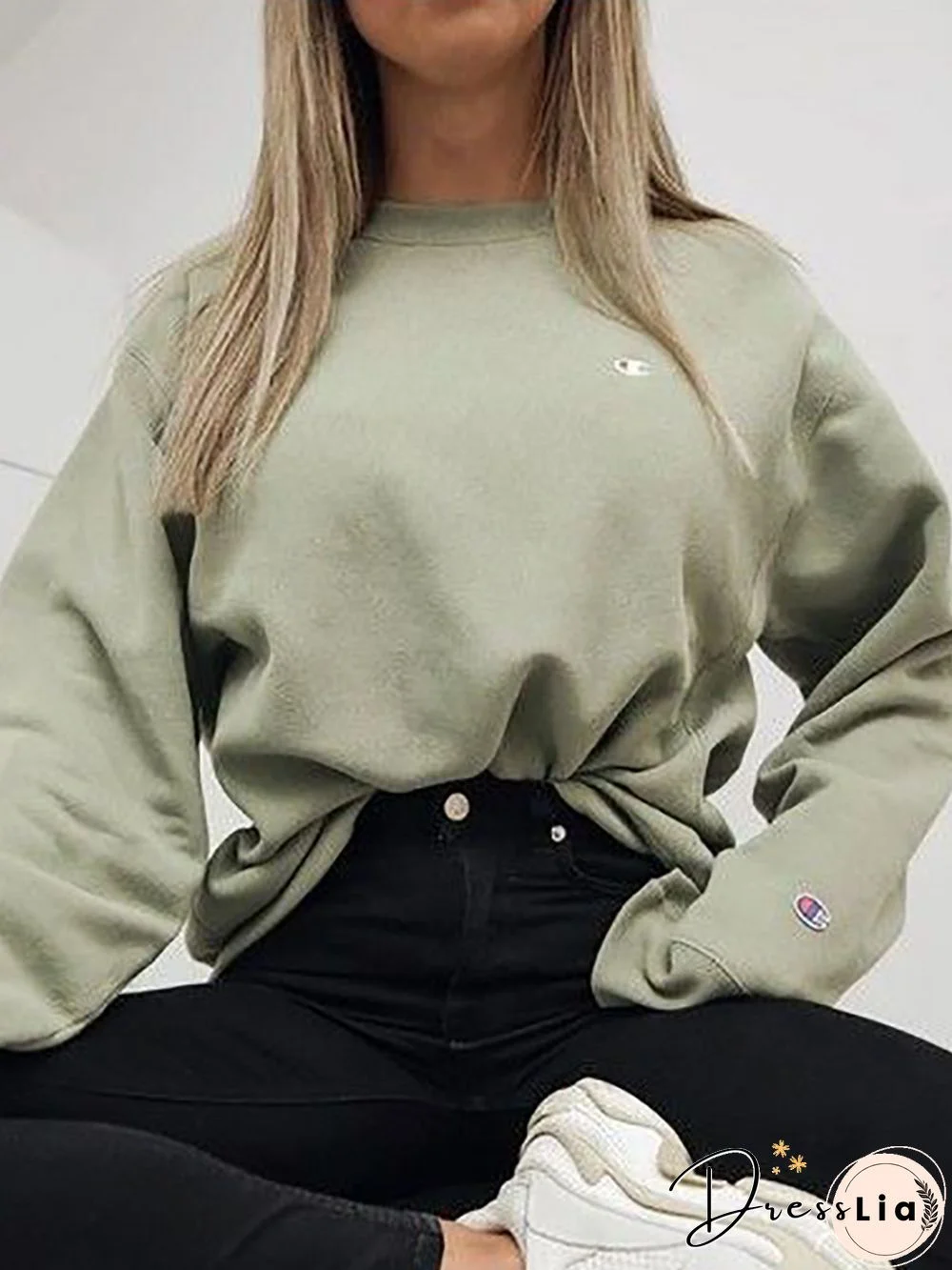 Women's Fashion Long Sleeve Pure Colour Sweater