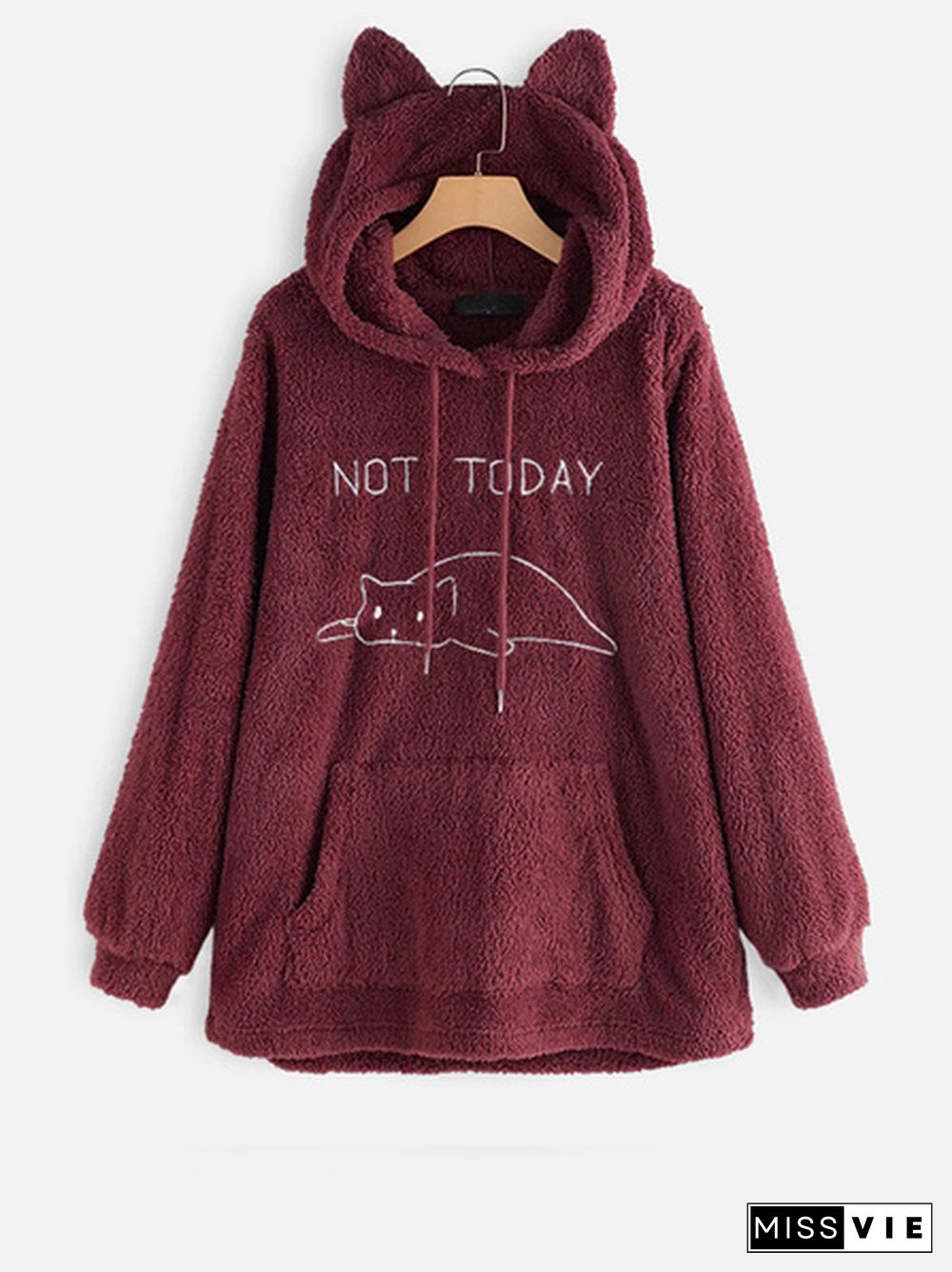 Plus Size Double-Sided Plush Long-Sleeve Hoodie