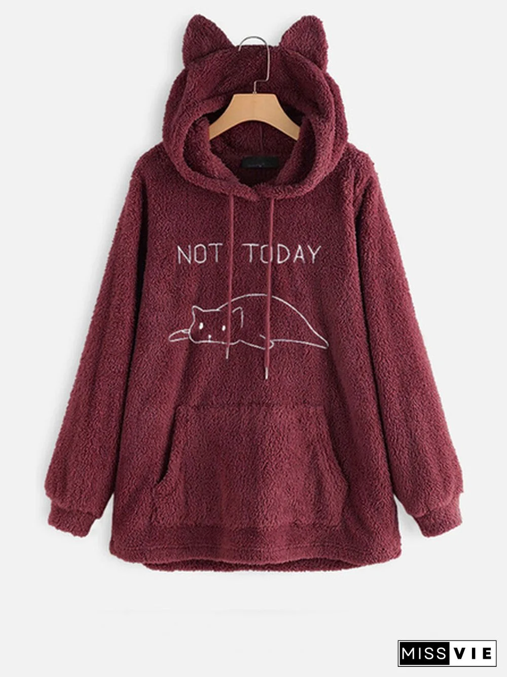 Plus Size Double-Sided Plush Long-Sleeve Hoodie