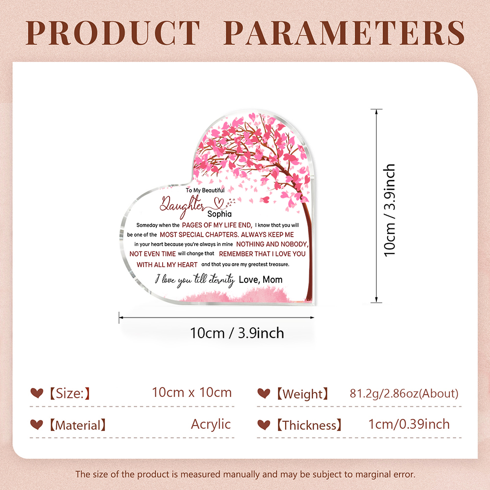 To My Daughter Acrylic Heart Keepsake Personalized 2 Names Pink Tree Ornament - I Love You Till Eternity-Jessemade AU