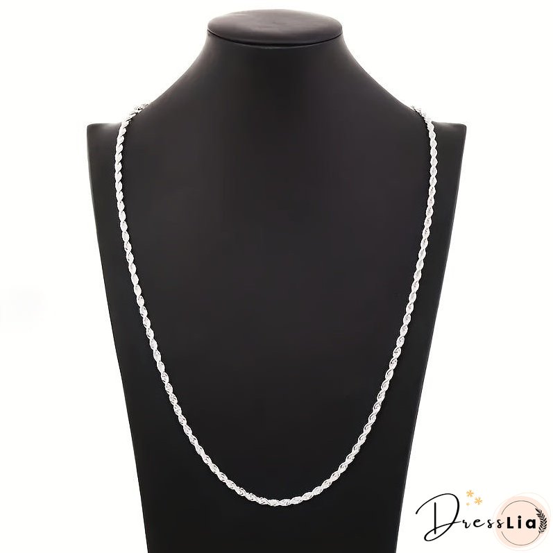 2pcs Sterling Silver Necklace Bracelet Set Stylish Unisex Duo Versatile Daily Wear for Him