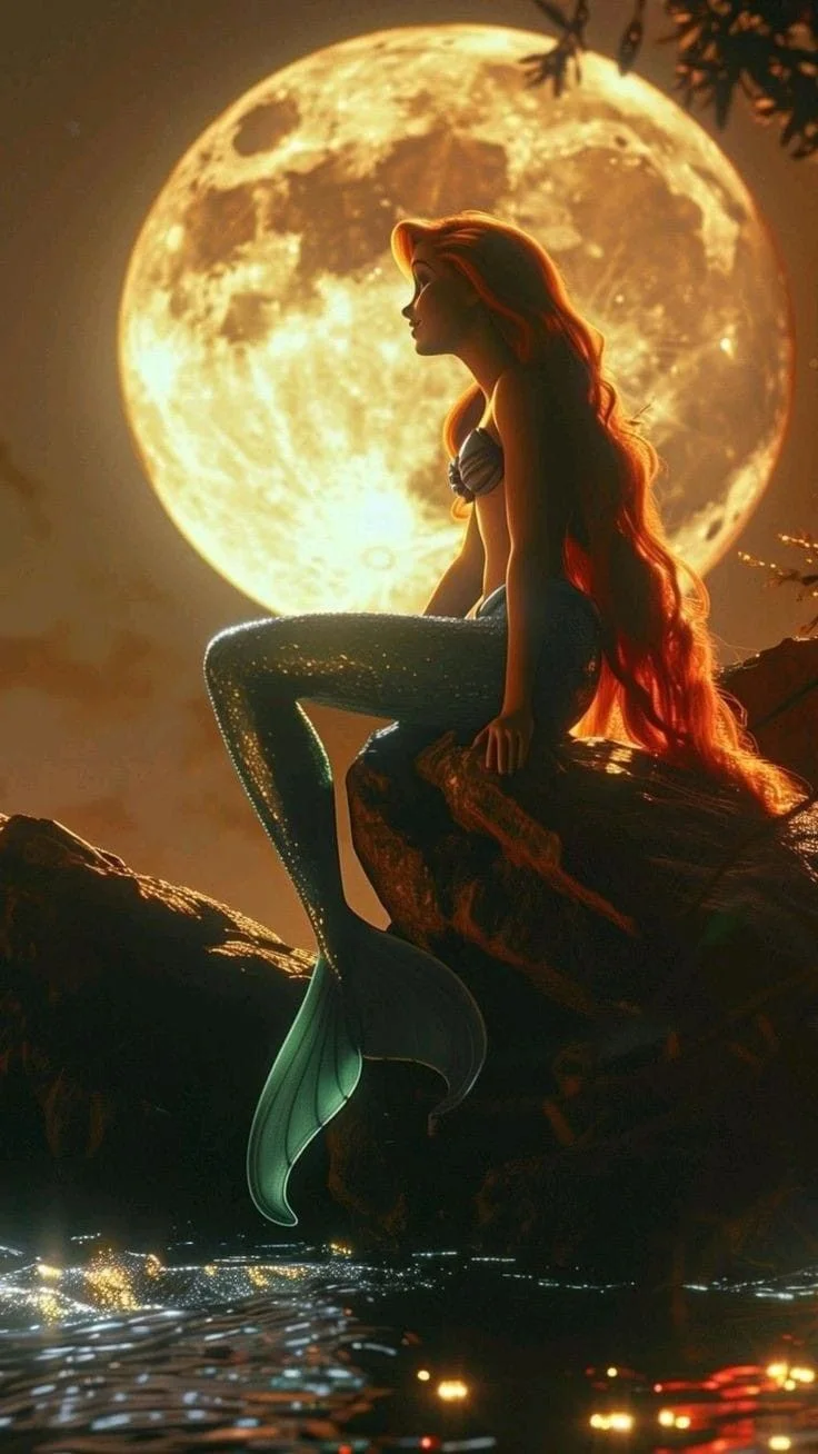 Partail AB Drill-Moon Mermaid-Full Round Diamond Painting-40*70cm