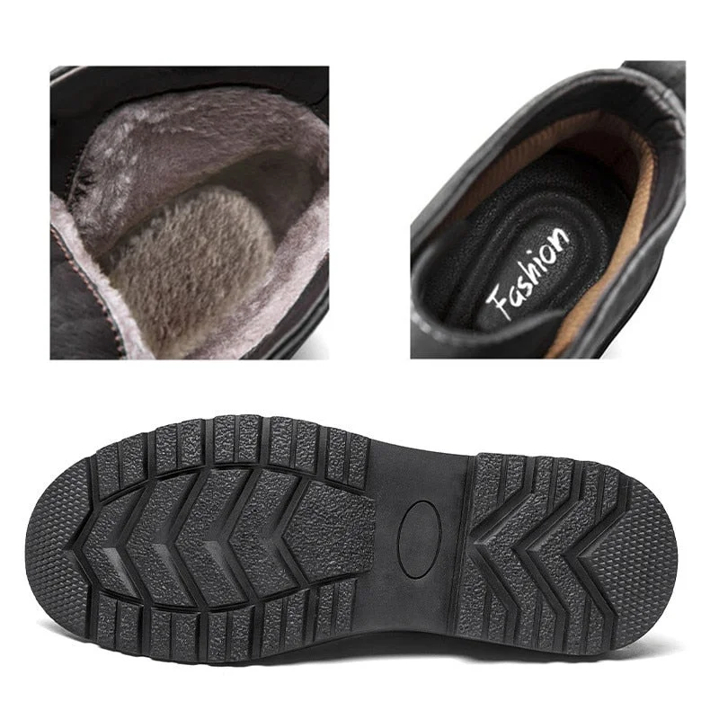 Motorcycle Winter Mens Shoes Thick Plush Warm Men Snow Boots Waterproof Male Ankle Boots Outdoor Non-slip Hiking Boots Work