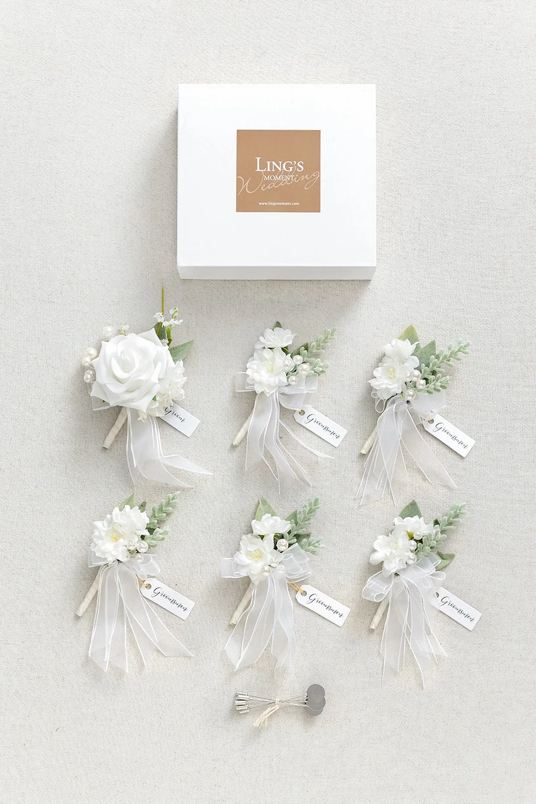Boutonnieres in White