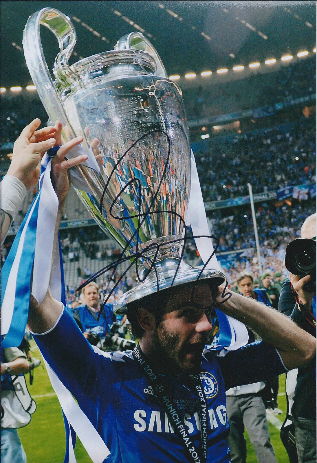 Juan MATA SIGNED Autograph CHELSEA FC 12x8 Photo Poster painting AFTAL Champions League WINNER