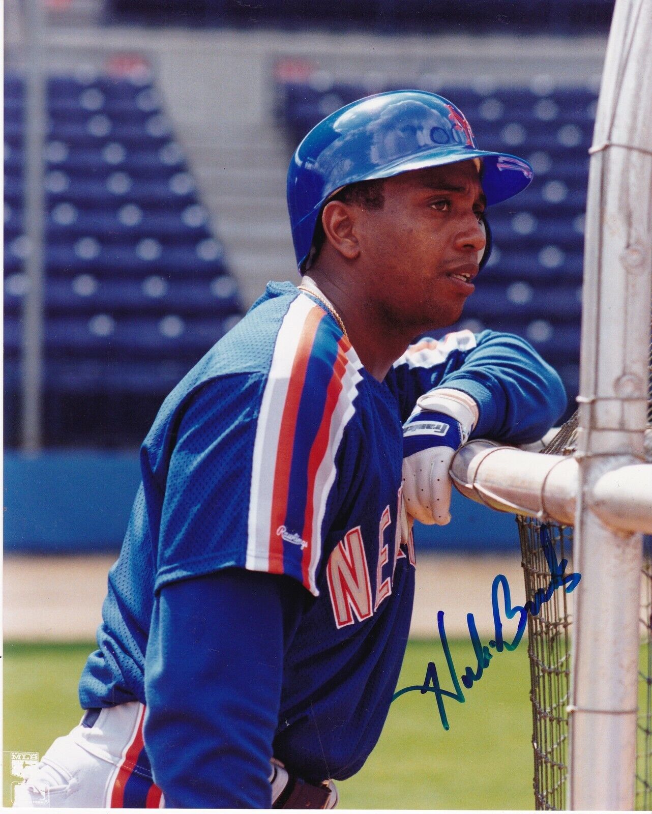 HUBIE BROOKS NEW YORK METS ACTION SIGNED 8x10