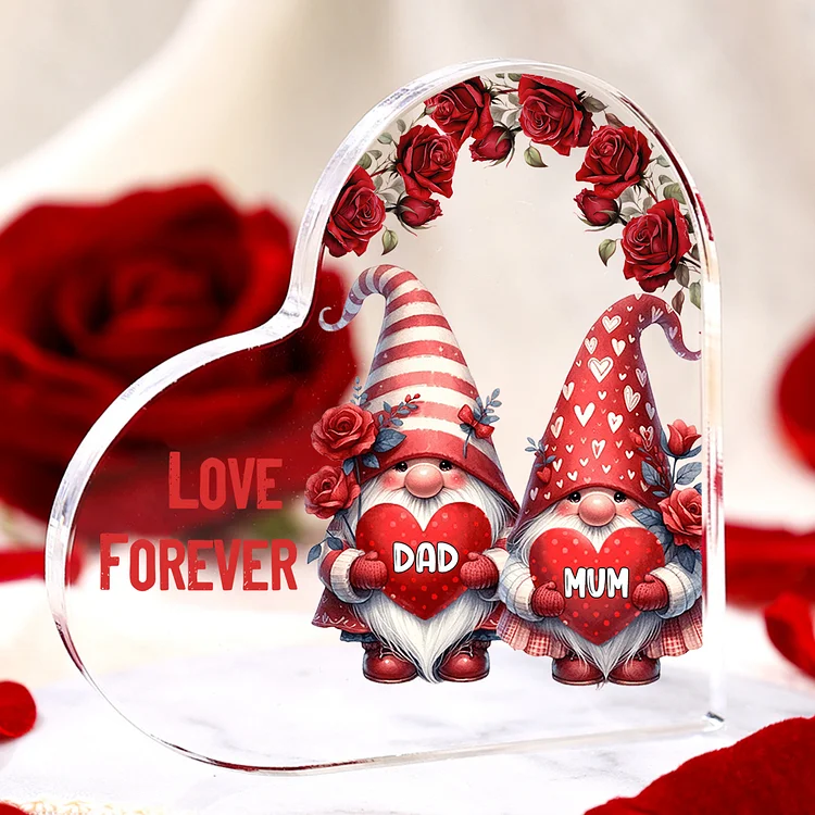 2 Names-Personalized Family Dwarf Acrylic Ornament-Custom Text Acrylic Family Heart Keepsake Desktop Ornament For Family