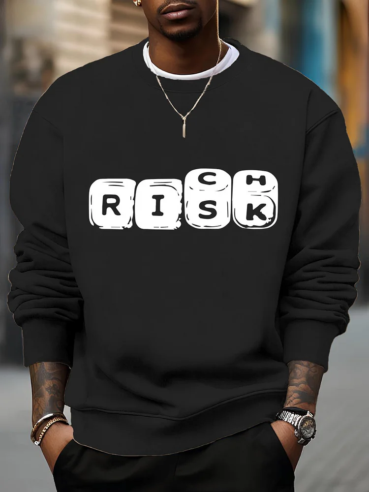 Men's Risk and Rich Dice Graphic Print Casual Sweatshirt