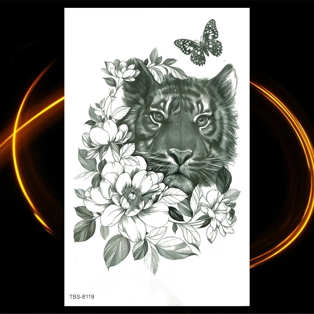 Sdrawing Skeleton Fake Temporary Tattoos For Women Men Green Snake Rose Daisy Flower Tattoo Scorpion King Body Thigh Waterproof Tatoo