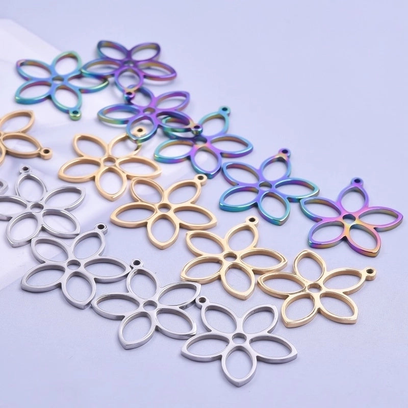 304 Stainless Steel Minimalist Plating Flower Pendant Necklace