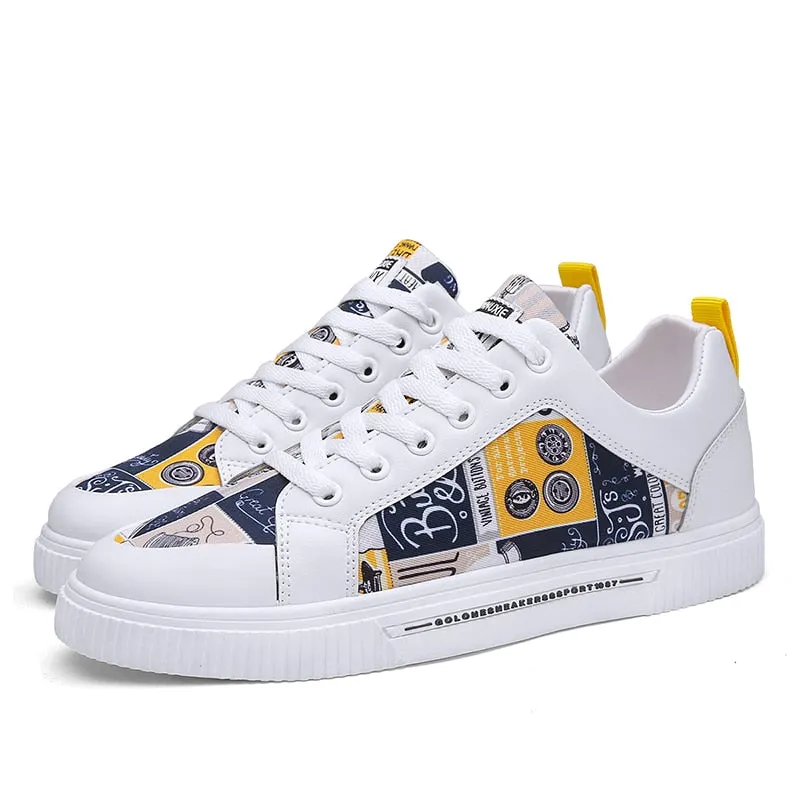 Women's Flat Shoes White Tennis Female Graffiti Yellow Sneakers Women Shoes Sport Casual Shoes Man Loafers basket femme size 44