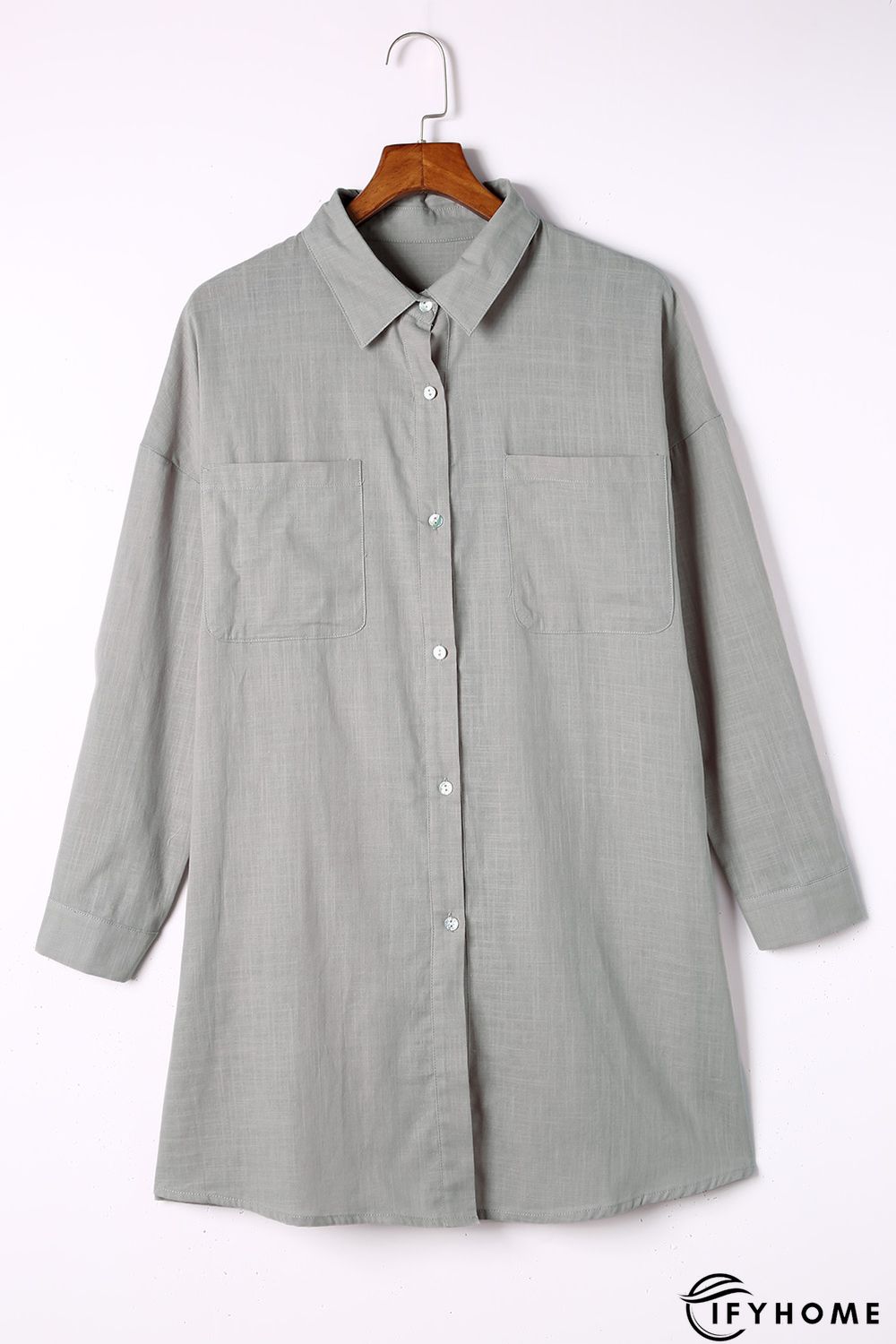 Gray Lightweight Shirt Style Beach Cover Up | IFYHOME