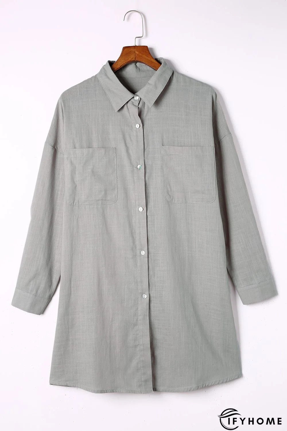 Gray Lightweight Shirt Style Beach Cover Up | IFYHOME