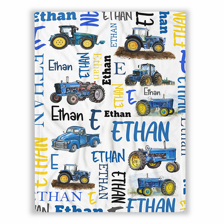 BlanketCute-Personalized Lovely Kid Tractor Blanket with Your Kid's Name | 03