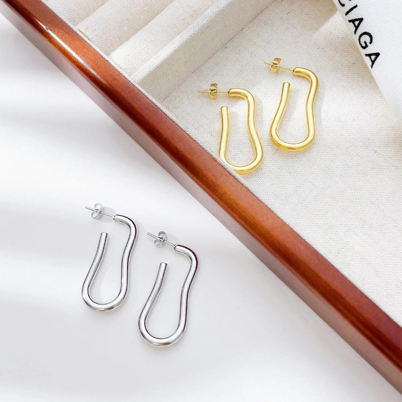 1 Piece Casual Minimalist Commute Geometric Plating 304 Stainless Steel White Gold Plated Gold Plated Earrings
