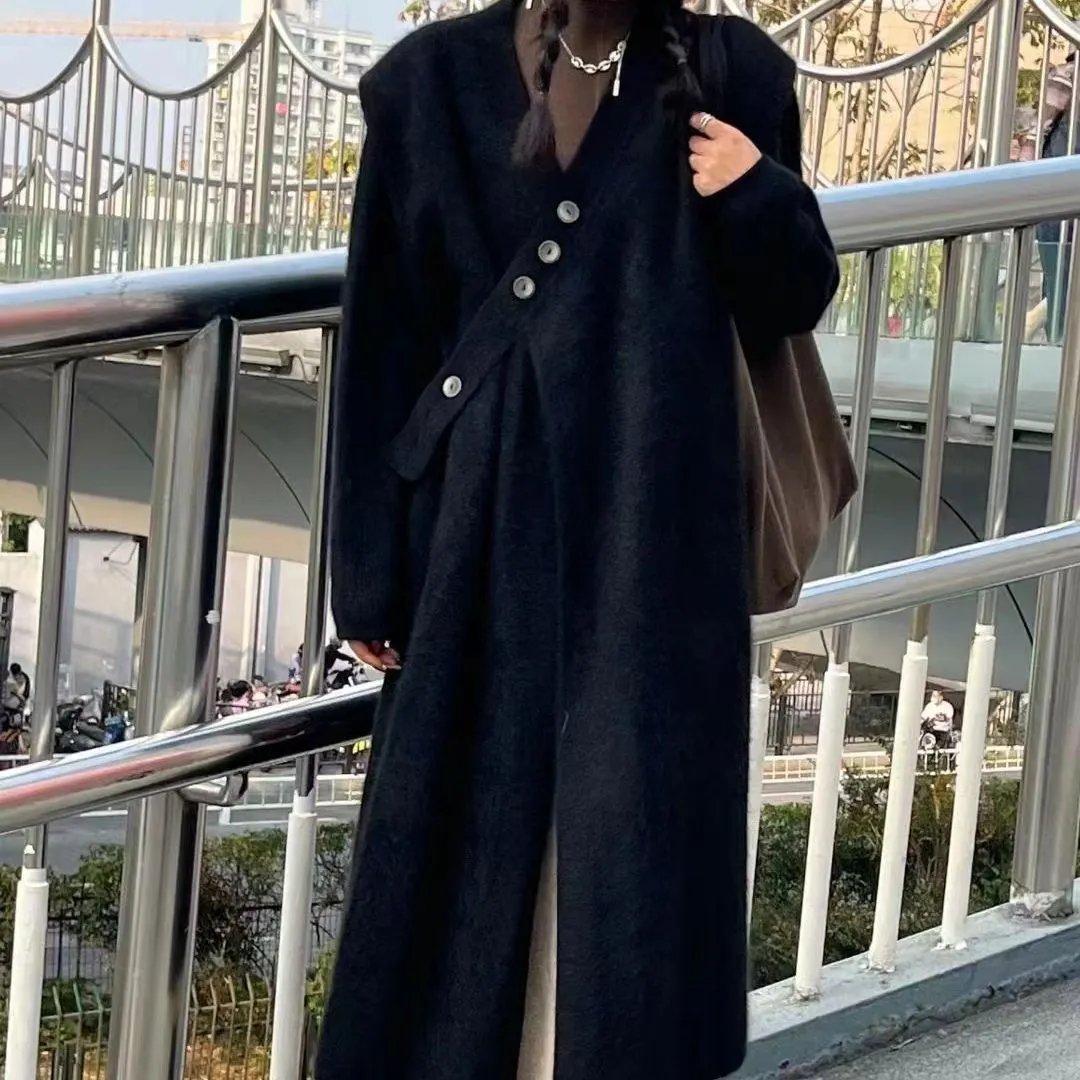 Elegant Long Loose Knitted Coat