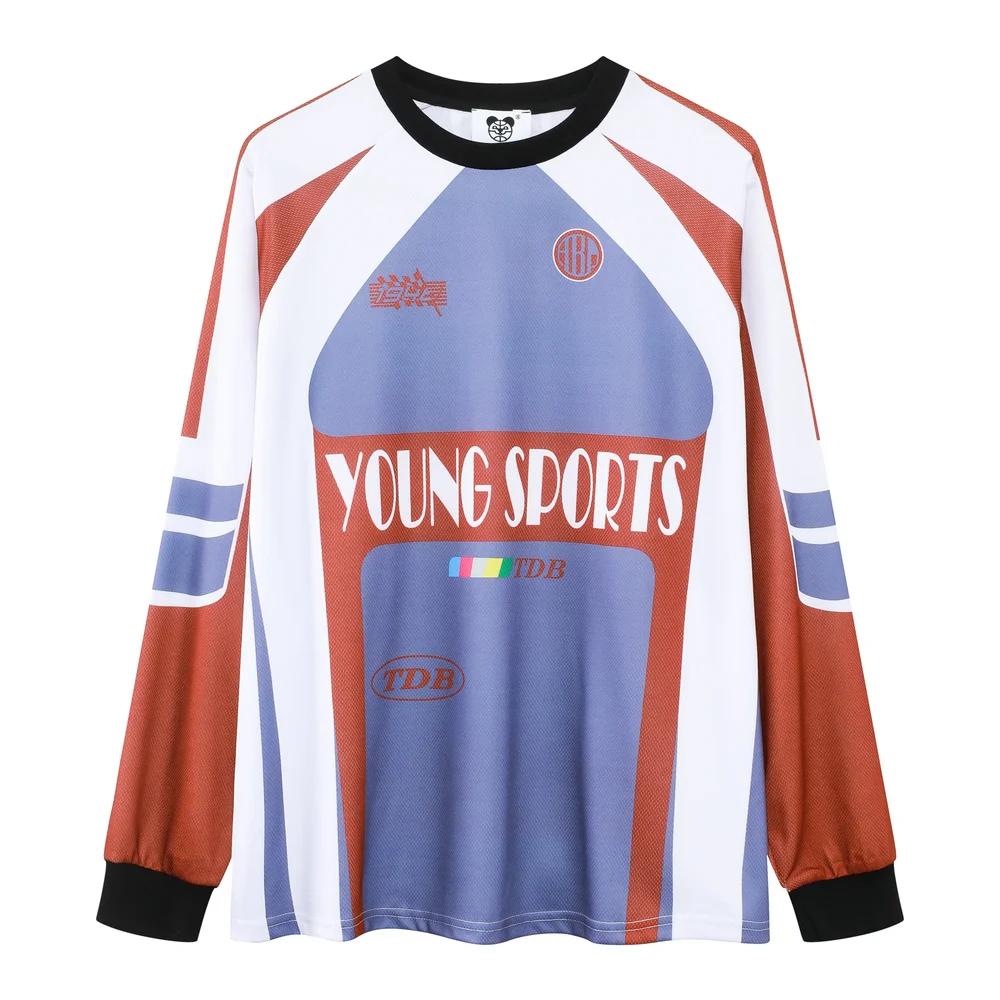 Abebey-Streetwear Contrast Color Sports Mens Baseball Shirts Long Sleeve Breathable Casual Fall Tshirts Crew Neck Baggy Loose Top Tees