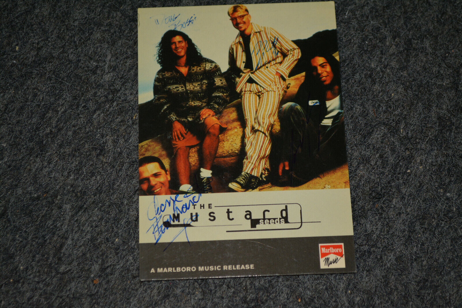 THE MUSTARD SEEDS signed autograph In Person postcard complete band scarce !!