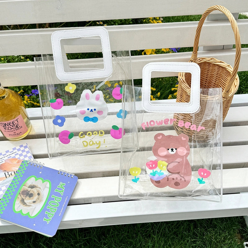 Women’s Medium PVC Animal Letter Elegant Streetwear Square Open Jelly Bag