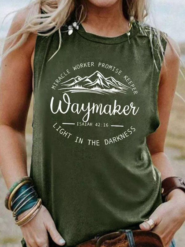 Miracle Worker Promise Keeper Waymaker Light In The Darkness Tank - Army Green