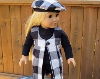 Pornhint Fits 18" American Girl Doll / Hat, Duster Vest, T-shirt And Leggings/ Doll Clothes