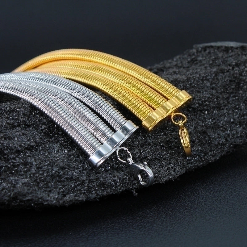 Stainless Steel 18K Gold Plated Punk Chain Round Solid Color Choker