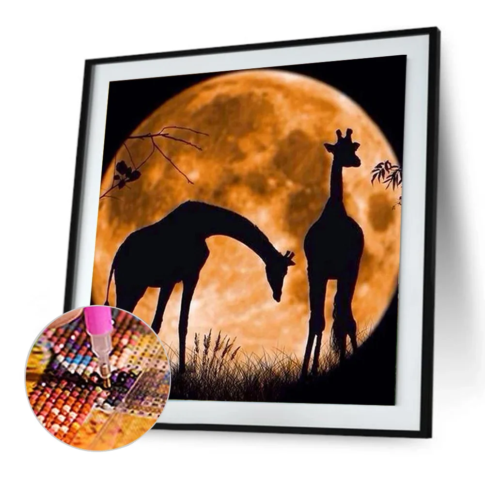 Diamond Painting - Full Round Drill - Moon Giraffe(30*30cm)