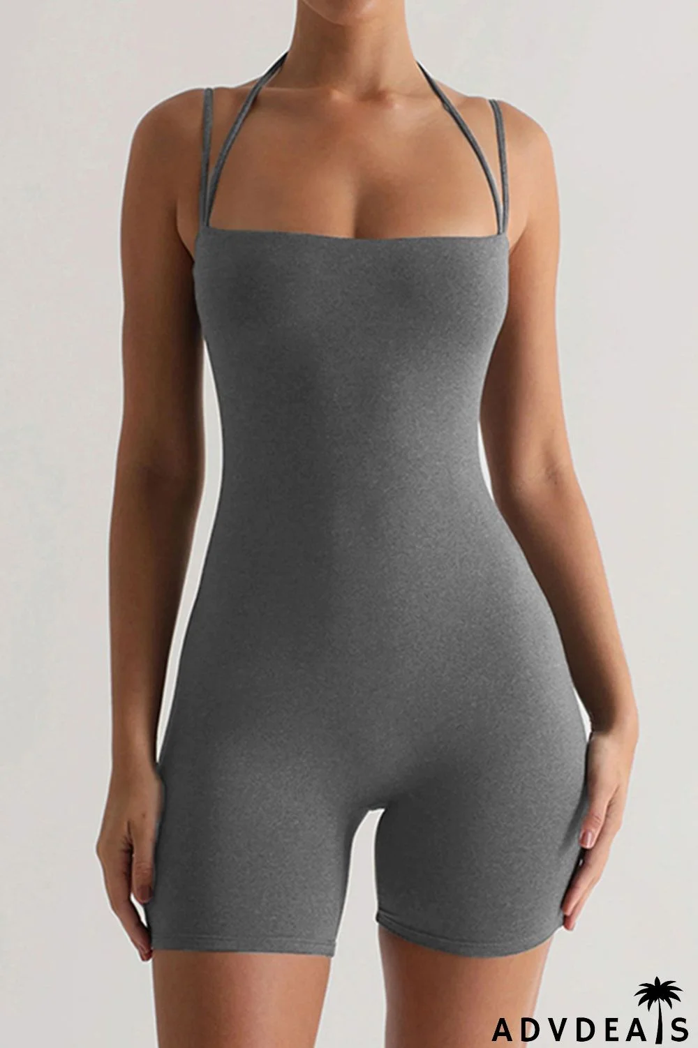 Sexy Street Solid Patchwork Spaghetti Strap Skinny Rompers