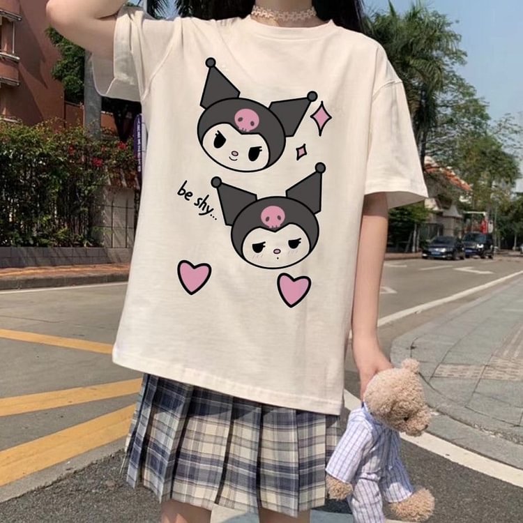 Sanrio Kuromi Be Shy Summer T-shirt weebmemes