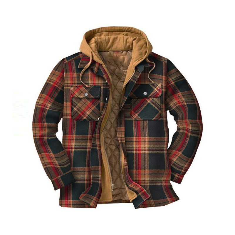 Mens Winter Plaid Thick Casual Jacket
