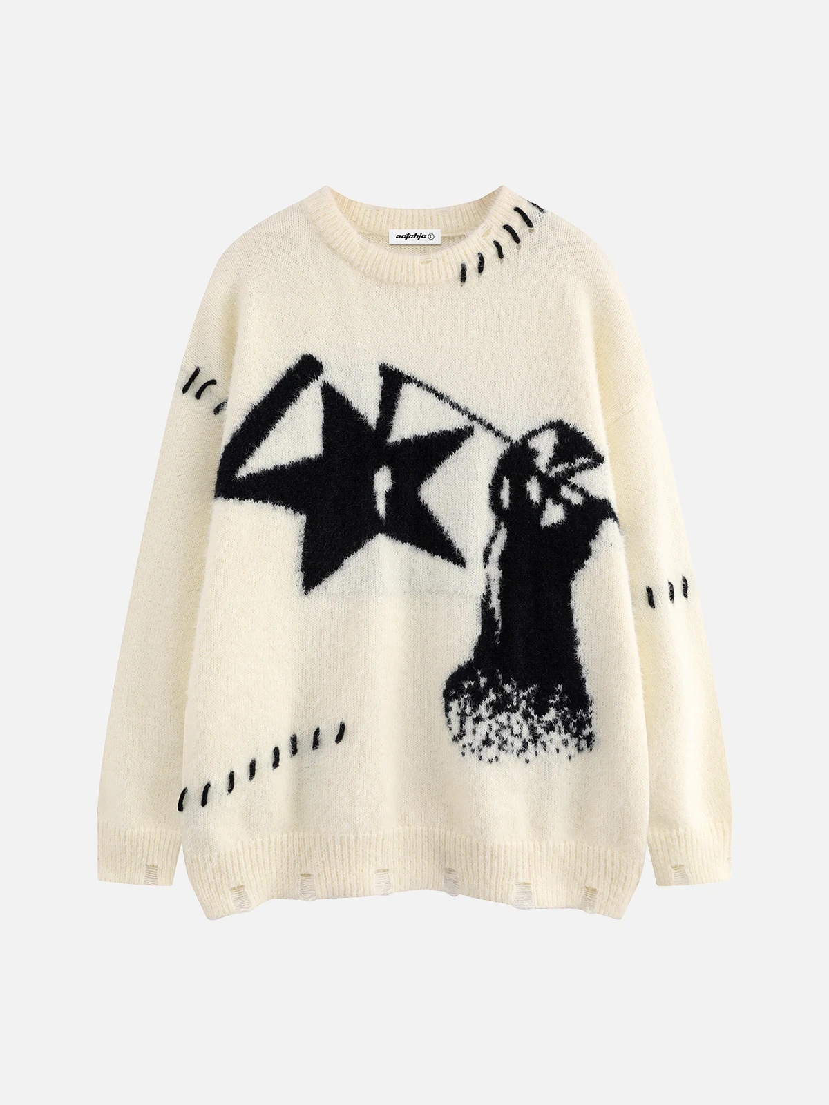 Apricot Grim Reaper & Star Jacquard Sweater Front