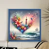 Heart Flower Lighthouse By Sea-11CT Stamped Cross Stitch 40*40cm