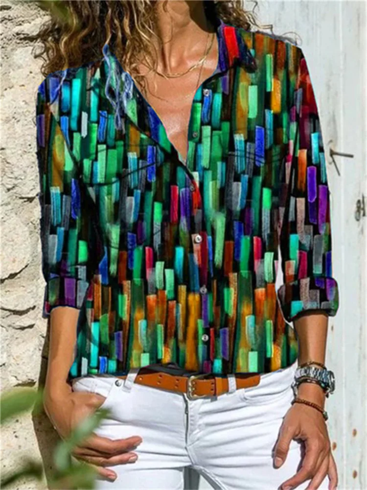 Colorful Striped Art Graphic Blouse