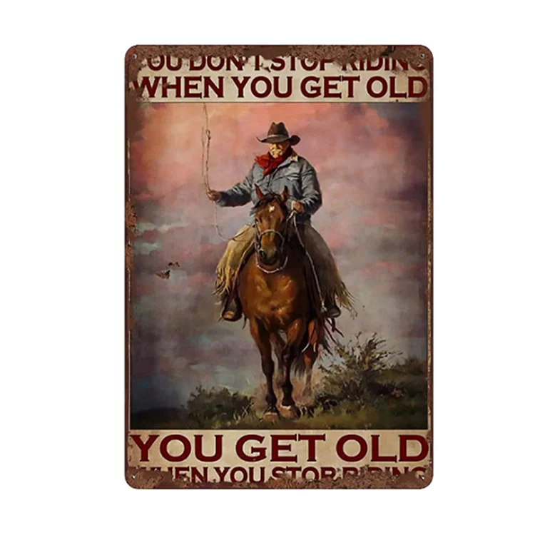 Cowgirl - enseigne vintage en étain - 7.9x11.8 & 11.8x15.7inch